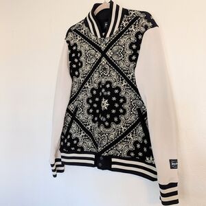 Black and White/Cream Varsity Bomber Dogg Supply Streetwear Urban Normcore